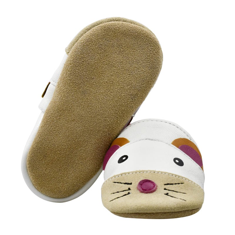 iEvolve Baby Leather Shoes Soft First Walker Shoes Crib Shoes Moccasins for Toddlers(Beige Mouse, 0-6 Months) - Image 4